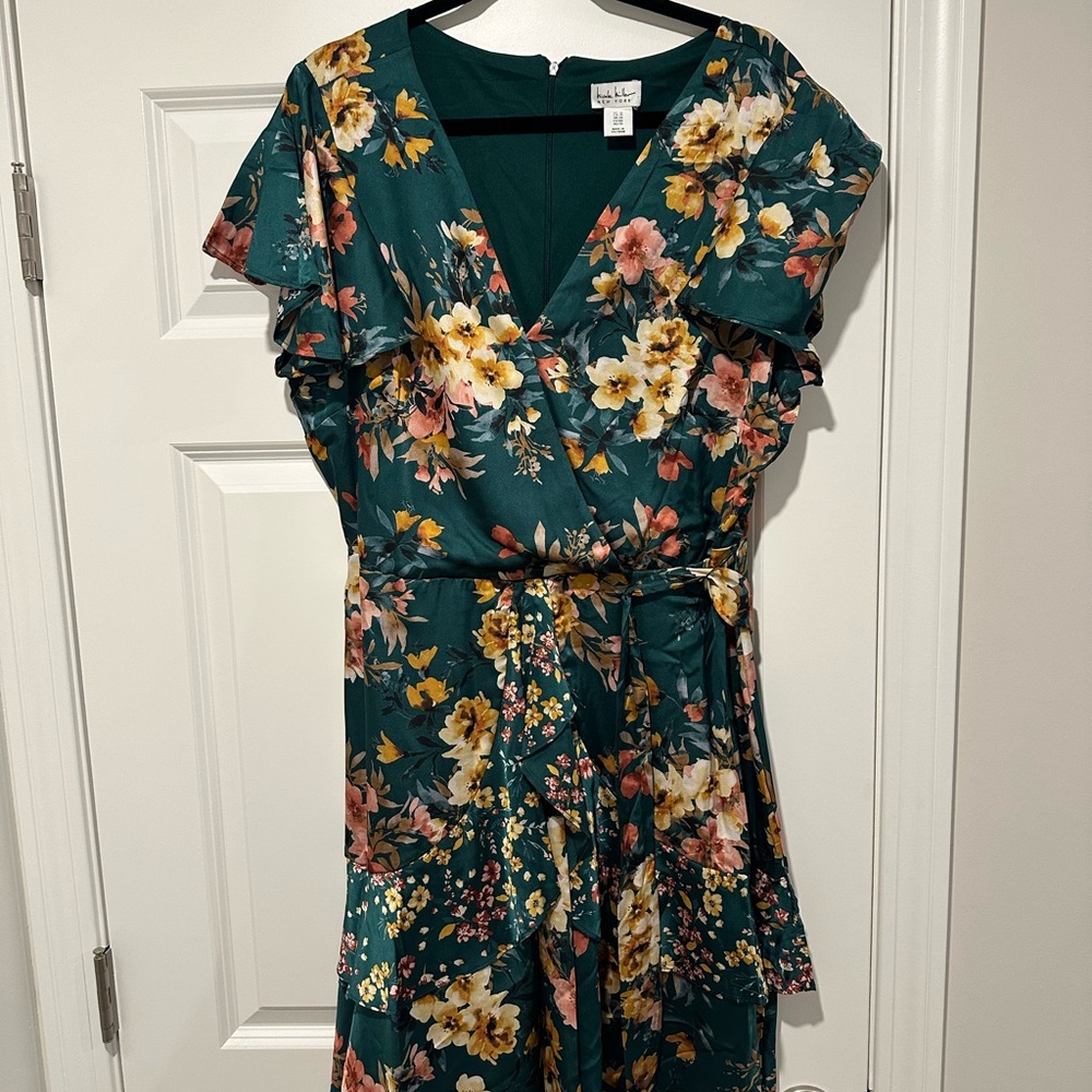 Nicole Miller Floral Maxi Dress in Green and Yellow